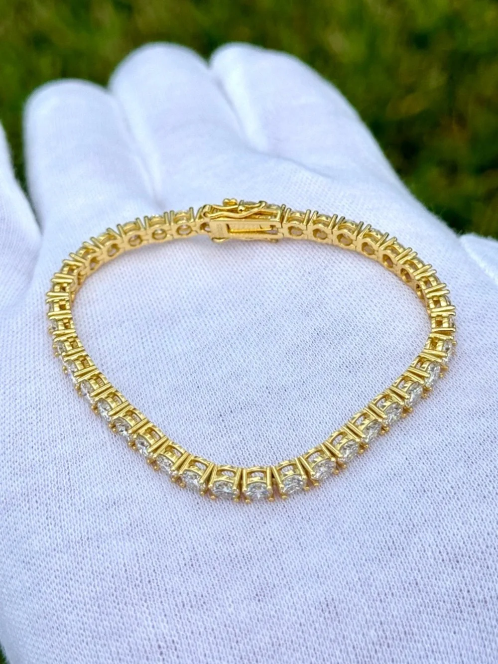 18K Gold Plated, 12.6CTW Moissanite Tennis Bracelet